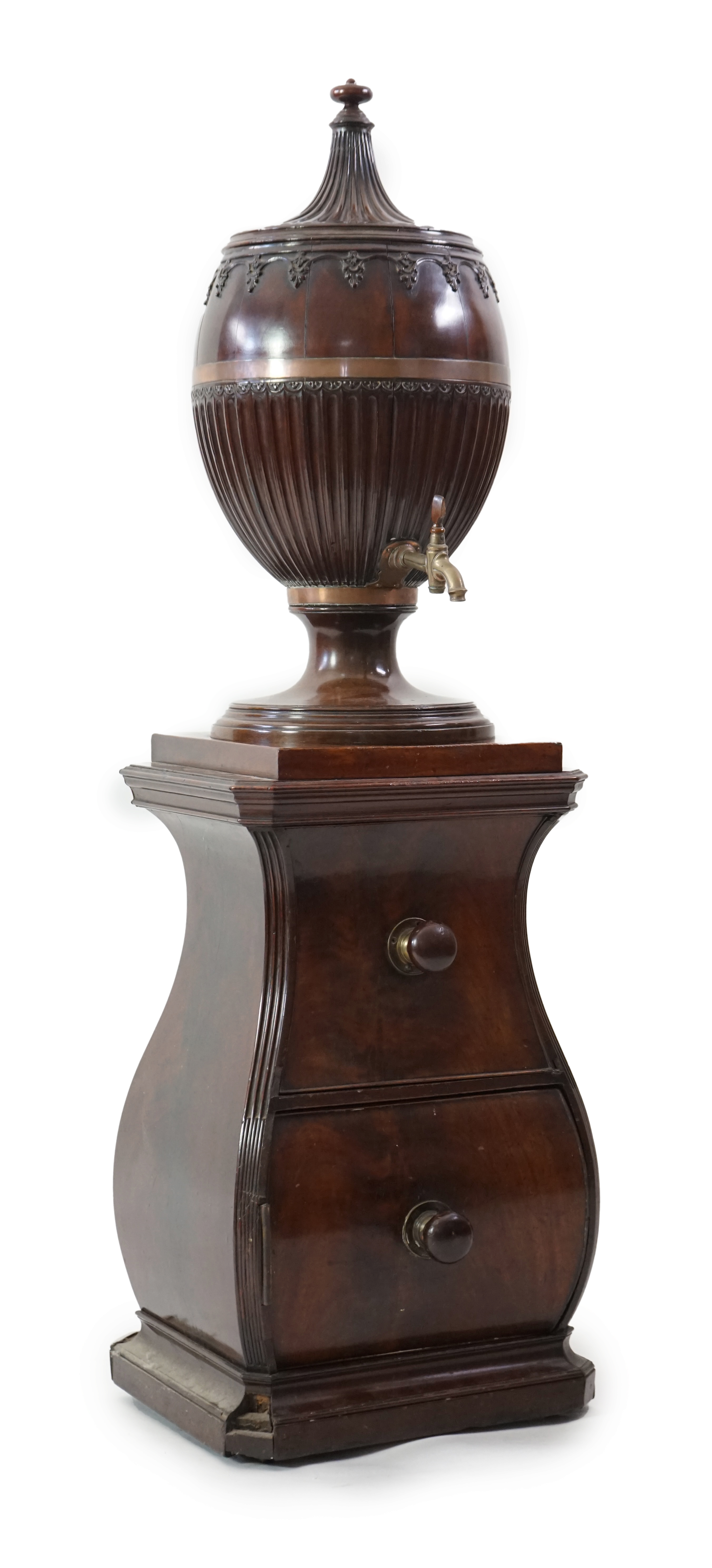 An 18th century Dutch carved mahogany wine cooler and cover